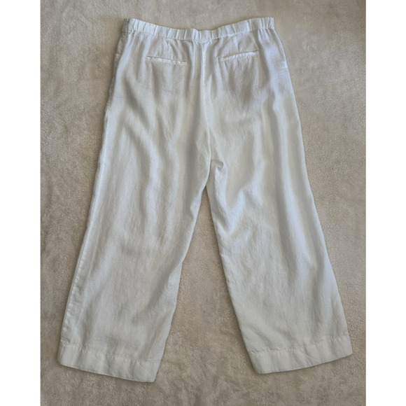 J. Jill LOVE LINEN White 100% Linen Side Zip Wide Leg Crop/Ankle Pant‎ Sz L Tall - Picture 4 of 14